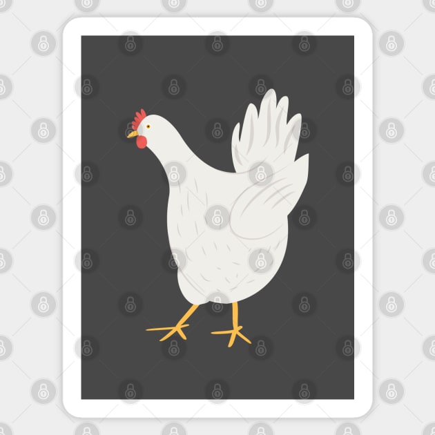 Happy White Hen Sticker by KeiKeiCreative